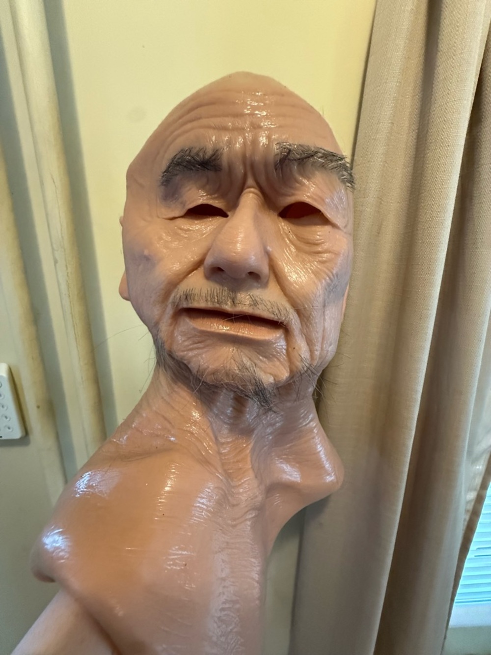 Men's Realistic Silicone Old Man Mask - Flesh Tone